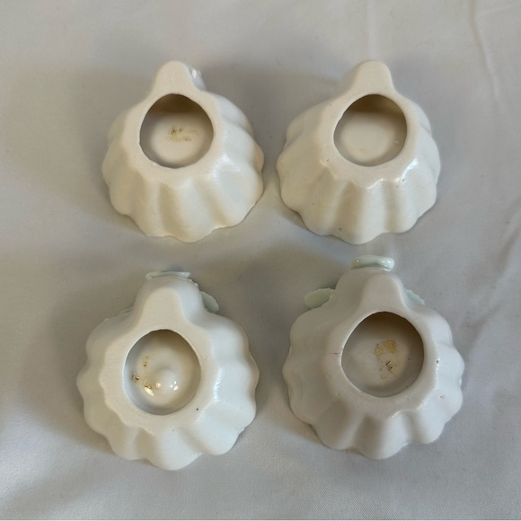 Vintage Bone China Mini Scalloped Round Place Card Holders with Flowers -4 - Picture 10 of 12